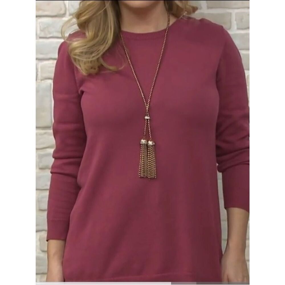 Joan Rivers Crew Neck Back Button Sweater